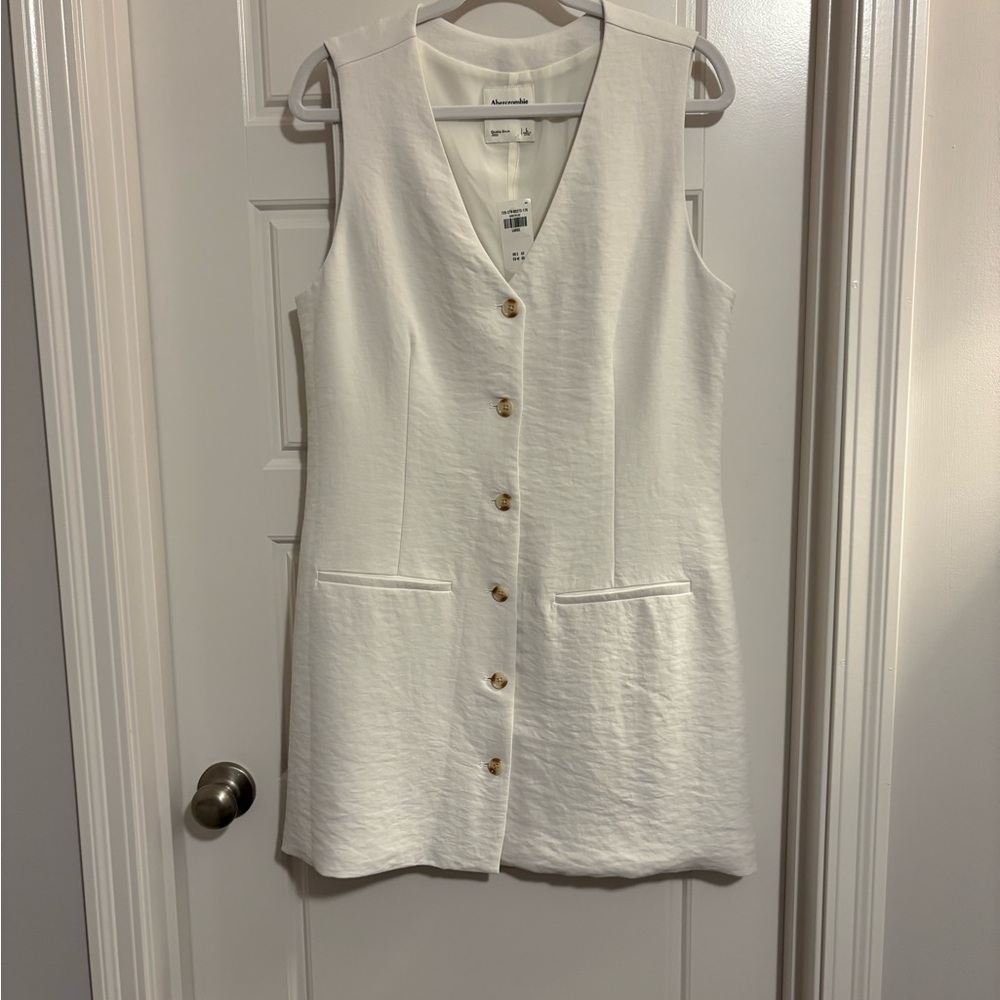 NWT Abercrombie & Fitch Cream Button-Front Mini Dress